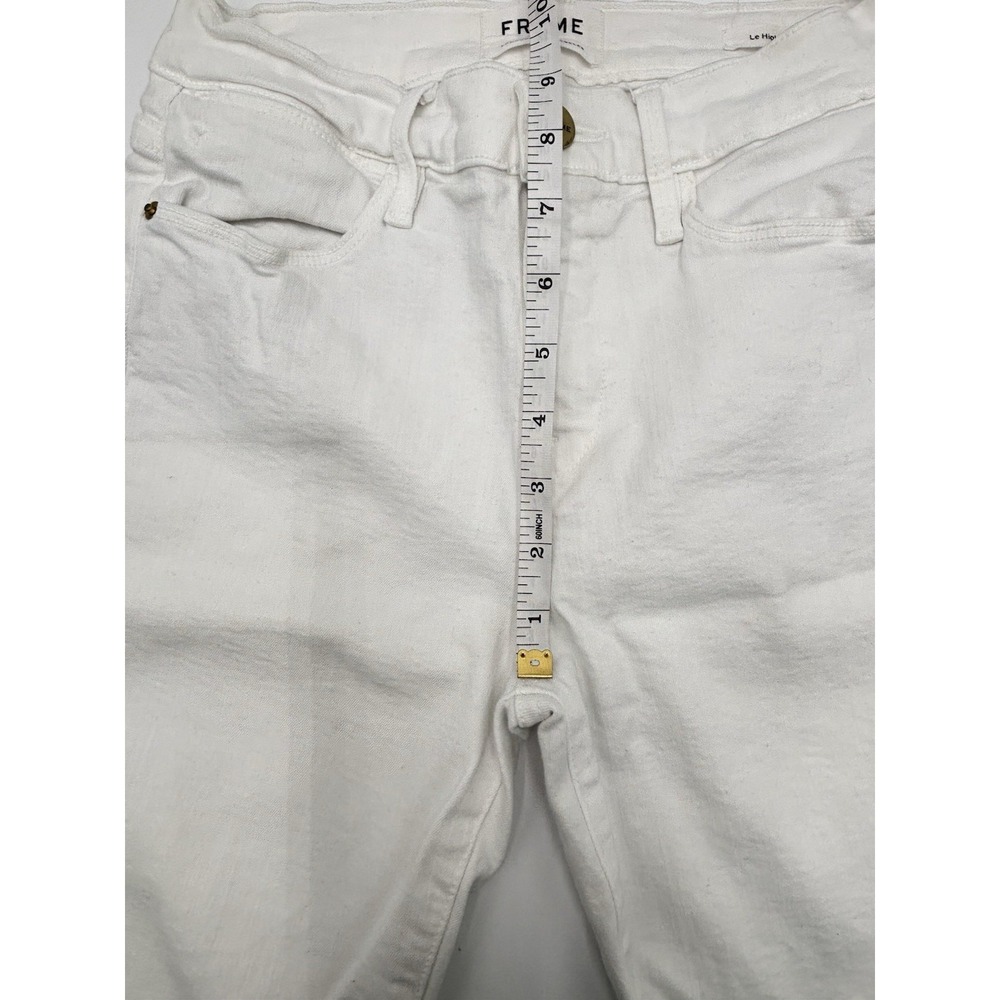 FRAME Le High Skinny Jeans White Raw Hem Step Hem Ankle Size 26 27 Inseam - Picture 7 of 8